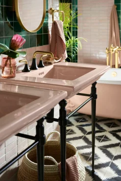 Widespread bathroom sink faucet, 0.5 gpm