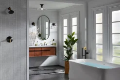 Widespread bathroom sink faucet, 0.5 gpm