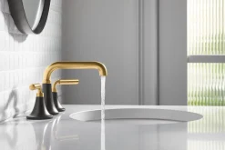 Widespread bathroom sink faucet, 0.5 gpm