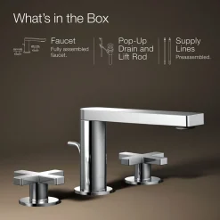 Widespread bathroom sink faucet with Cross handles, 1.2 gpm