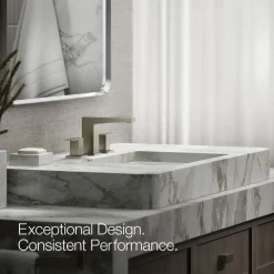 Widespread bathroom sink faucet, 0.5 gpm