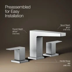 Widespread bathroom sink faucet, 0.5 gpm