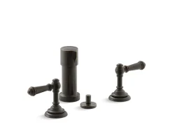 Widespread bidet faucet with lever handles