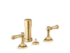 Widespread bidet faucet with lever handles