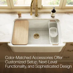 Wire sink basket for Audrine farmhouse kitchen sink