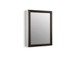 20" W x 26" H aluminum single-door medicine cabinet with oil-rubbed bronze framed mirror door