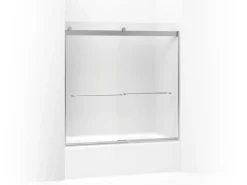 56-5/8"-59-5/8" W x 59-3/4" H bypass bath door with 1/4"-thick Frosted glass