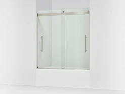 56-5/8"-59-5/8" W x 61.53" H bypass bath door with 3/8"-thick Crystal Clear glass