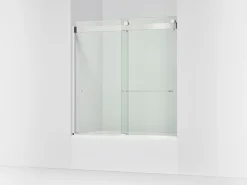 54"-60" W x 61-7/16" H bypass bath door with 3/8"-thick Crystal Clear glass