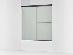 55-5/8"-59-5/8" W x 62" H bypass bath door with 5/16"-thick Frosted glass