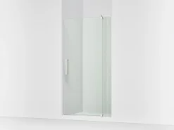 39-1/8"-44" W x 74" H pivot shower door with 5/16"-thick Crystal Clear glass