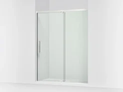 54"-60" W x 76" H pivot shower door with 5/16"-thick Crystal Clear glass