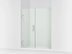 57-1/4"-58" W x 71-3/4" H pivot shower door with 3/8"-thick Crystal Clear glass