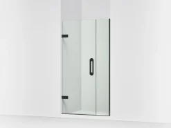 39-5/8"-40-3/8" W x 71-9/16" H pivot shower door with 3/8"-thick Crystal Clear glass