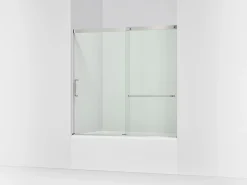 56-1/4"-59-5/8" W x 56-3/4" H sliding bath door with 5/16"-thick Crystal Clear glass
