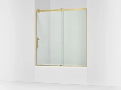 56-5/8"-59-5/8" W x 62-1/2" H sliding bath door with 3/8"-thick Crystal Clear glass