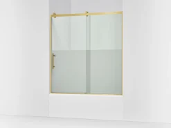 56-5/8"-59-5/8" W x 62-1/2" H sliding bath door with 3/8"-thick Crystal Clear glass