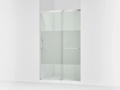 50-1/4"-53-5/8" W x 75-1/2" H sliding shower door with 5/16"-thick Crystal Clear glass