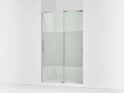 50-1/4"-53-5/8" W x 75-1/2" H sliding shower door with 5/16"-thick Crystal Clear glass