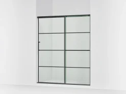 56-1/4"-59-5/8" W x 70-1/2" H sliding shower door with 1/4"-thick Crystal Clear glass