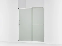 56-1/4"-59-5/8" W x 70-1/2" H sliding shower door with 1/4"-thick Frosted glass