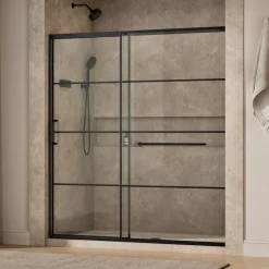 68-1/4"-71-5/8" W x 75-1/2" H sliding shower door with 5/16"-thick Crystal Clear glass