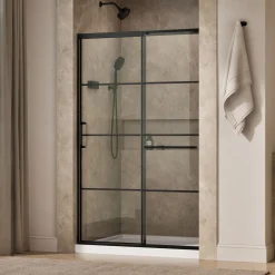 44-1/4"-47-5/8" W x 75-1/2" H sliding shower door with 5/16"-thick Crystal Clear glass
