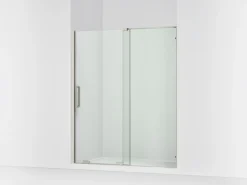 55-3/4"-59-3/4" W x 71-3/4" H sliding shower door with 5/16"-thick Crystal Clear glass