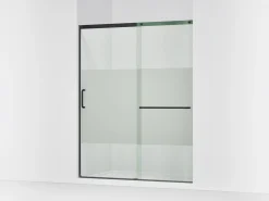 56-1/4"-59-5/8" W x 75-1/2" H sliding shower door with 5/16"-thick Crystal Clear glass