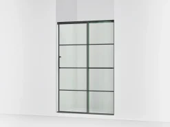 50-1/4"-53-5/8" W x 70-1/2" H sliding shower door with 1/4"-thick Crystal Clear glass