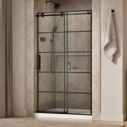 44-1/8"-47-7/8" W x 78" H sliding shower door with 3/8"-thick Crystal Clear glass