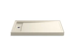 60" x 34" alcove shower base, left offset drain