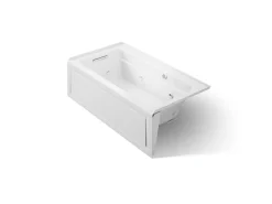 60" x 32" alcove whirlpool bath with Bask® heated surface, alcove left drain