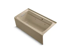 60" x 32" alcove whirlpool bath with Bask® heated surface, alcove left drain