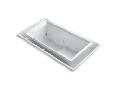 63" x 31-1/2" drop-in Effervescence bath with chromatherapy and right-hand drain