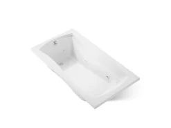 66" x 35-7/8" drop-in whirlpool bath with end drain and heater