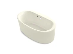 65-1/2" x 35-1/2" freestanding bath with Bask® heated surface and straight shroud