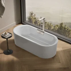 63" x 28-3/8" freestanding bath with shroud