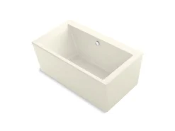 60" x 34" freestanding bath with straight shroud