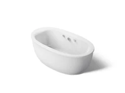 65-1/2" x 35-1/2" freestanding Heated BubbleMassage™ air bath with Bask® heated surface and fluted shroud