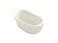 65-1/2" x 35-1/2" freestanding Heated BubbleMassage™ air bath with Bask® heated surface and fluted shroud