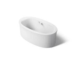 65-1/2" x 35-1/2" freestanding Heated BubbleMassage™ air bath with Bask® heated surface and straight shroud