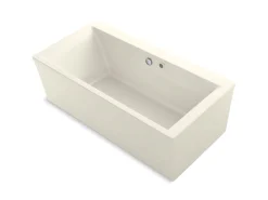 72" x 36-1/4" freestanding Heated BubbleMassage™ air bath with Bask® heated surface and straight shroud