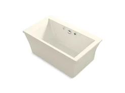 60" x 34" freestanding Heated BubbleMassage™ air bath with Bask® heated surface and fluted shroud