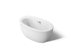 60-1/2" x 34-1/2" freestanding Heated BubbleMassage™ air bath with fluted shroud
