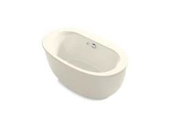 60-1/2" x 34-1/2" freestanding Heated BubbleMassage™ air bath with fluted shroud