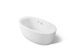 65-1/2" x 35-1/2" oval freestanding bath with Bask® heated surface and fluted shroud